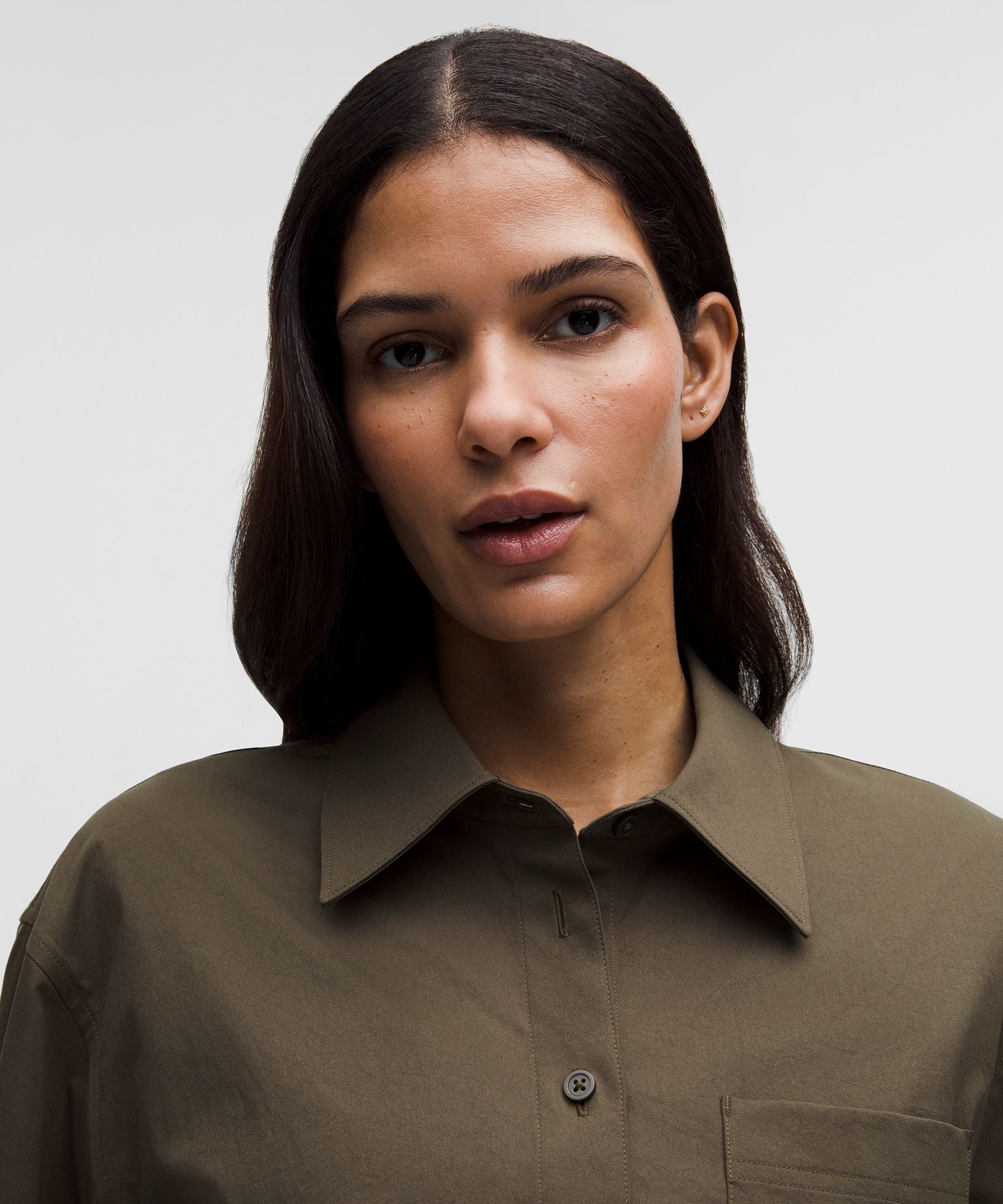 Lululemon Women's Woven Cropped Button-Up Long-Sleeve Shirt