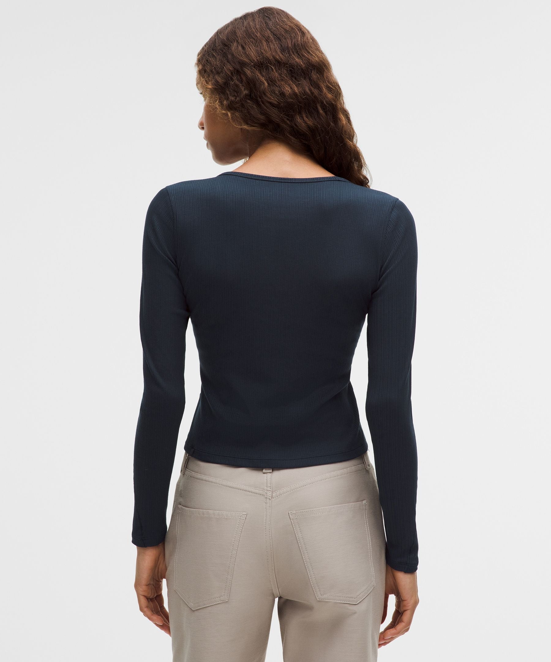 Lululemon Women's Hold Tight Micro-Rib V-Neck Long-Sleeve Shirt