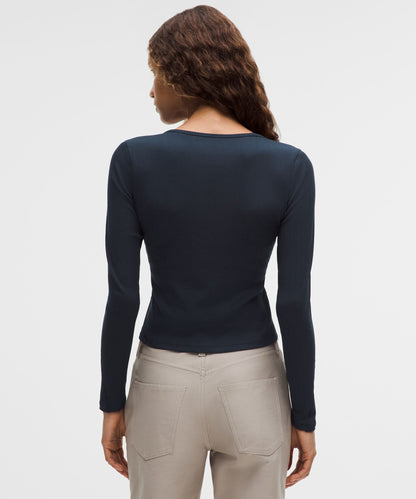 Lululemon Women's Hold Tight Micro-Rib V-Neck Long-Sleeve Shirt