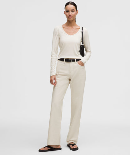 Lululemon Women's Hold Tight Micro-Rib V-Neck Long-Sleeve Shirt