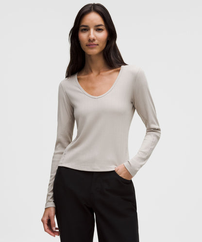 Lululemon Women's Hold Tight Micro-Rib V-Neck Long-Sleeve Shirt