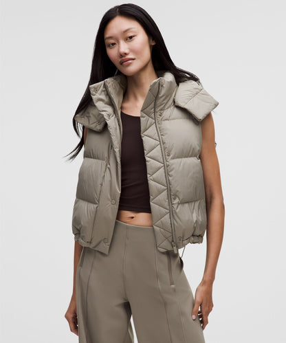 Lululemon Wunder Puff 600-Down-Fill Cropped Vest Warm Ash Grey