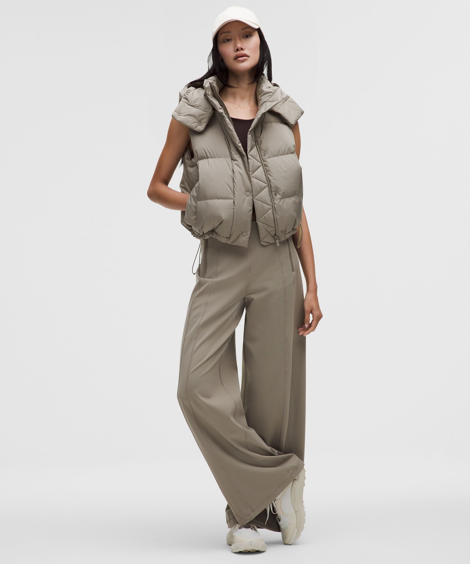 Lululemon Wunder Puff 600-Down-Fill Cropped Vest Warm Ash Grey
