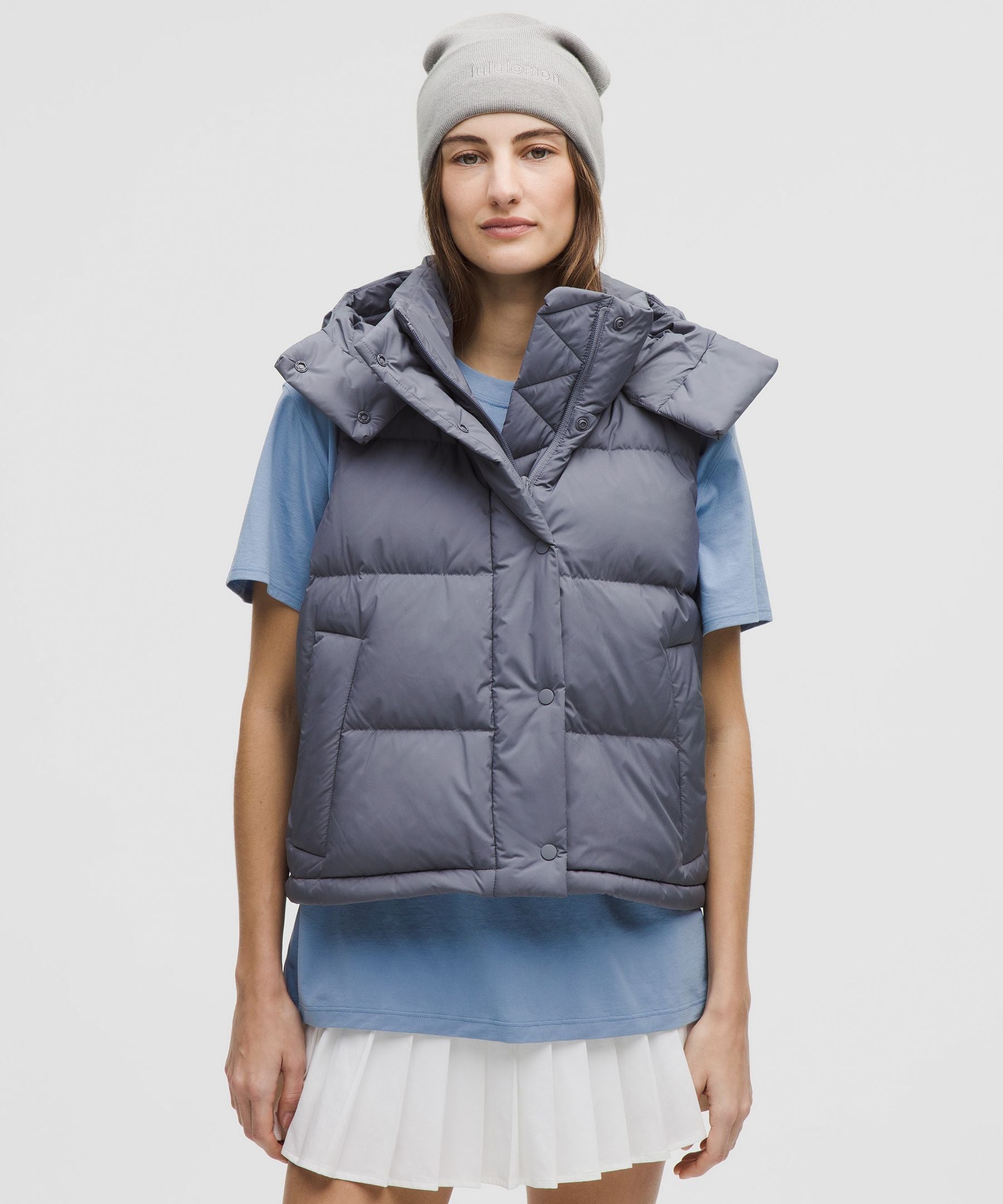 Lululemon Wunder Puff 600-Down-Fill Cropped Vest Solar Grey/Rhino Grey