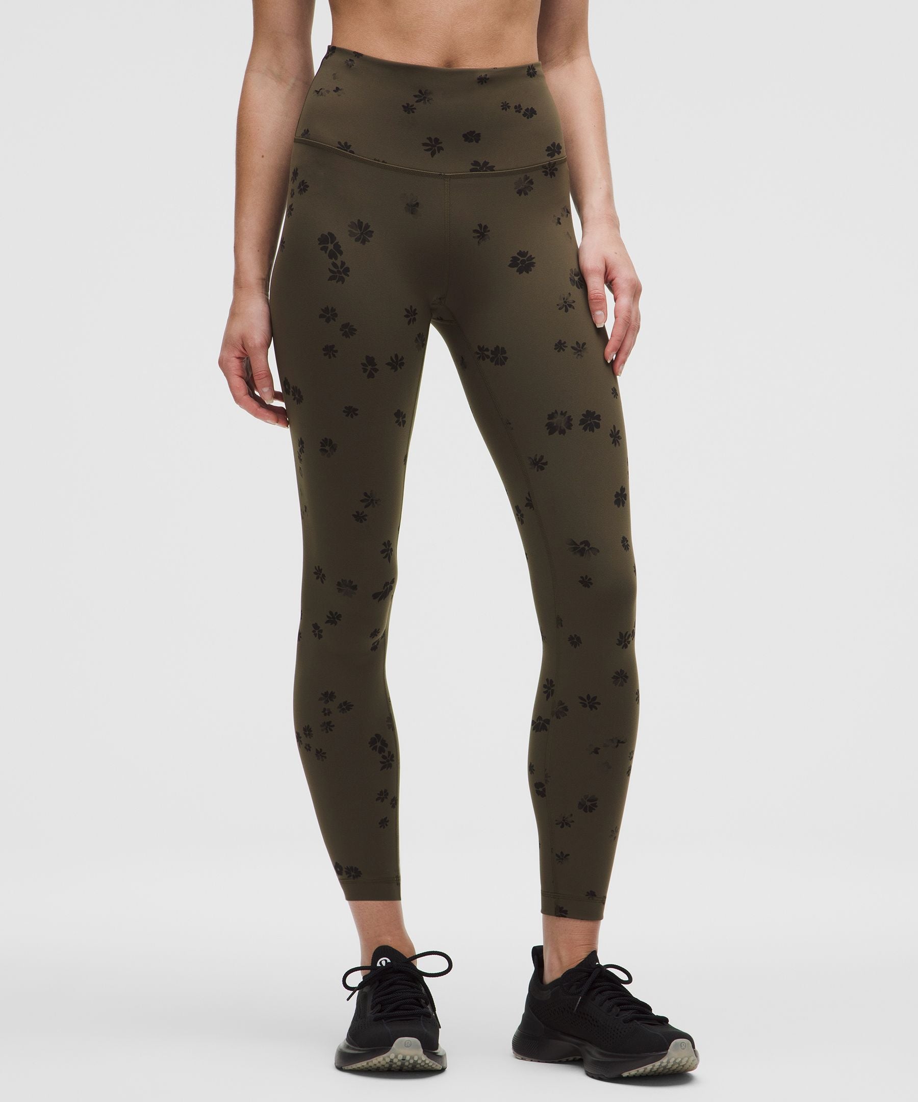 Lululemon Wunder Train High-Rise Tight 25" Floral Breeze Olive Brown Black