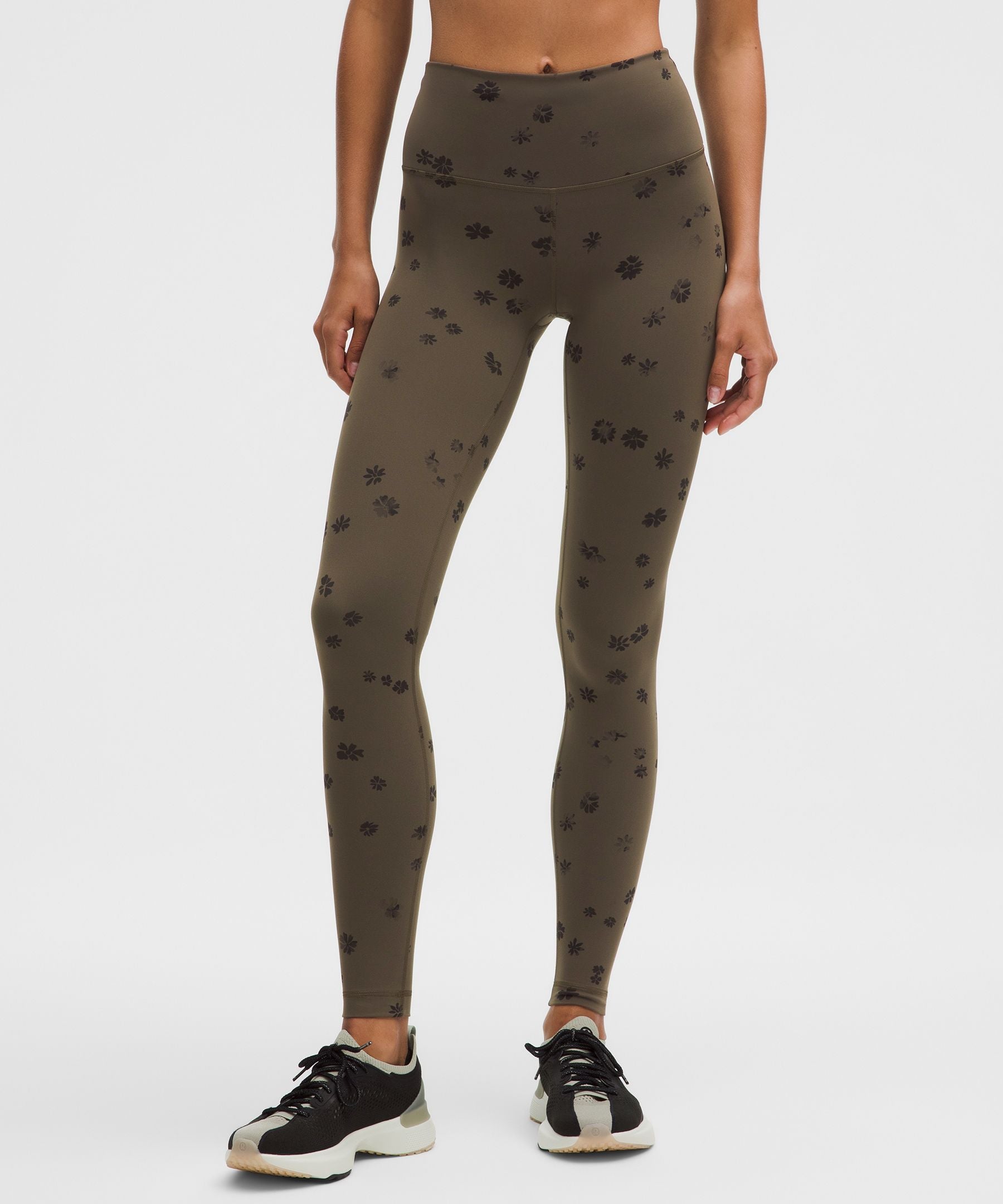 Lululemon Wunder Train High-Rise Tight 28" Floral Breeze Olive Brown Black