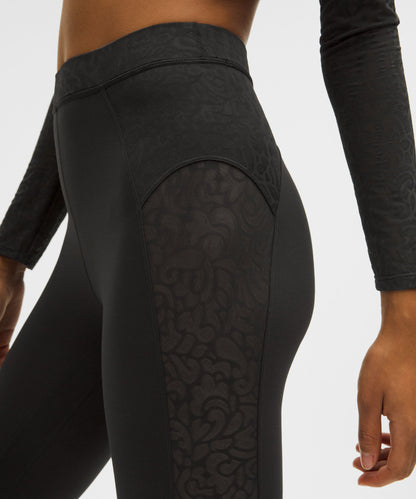 Lululemon Women's Paisley Sheer Lace Jacquard Panelled High-Rise Tight 25"