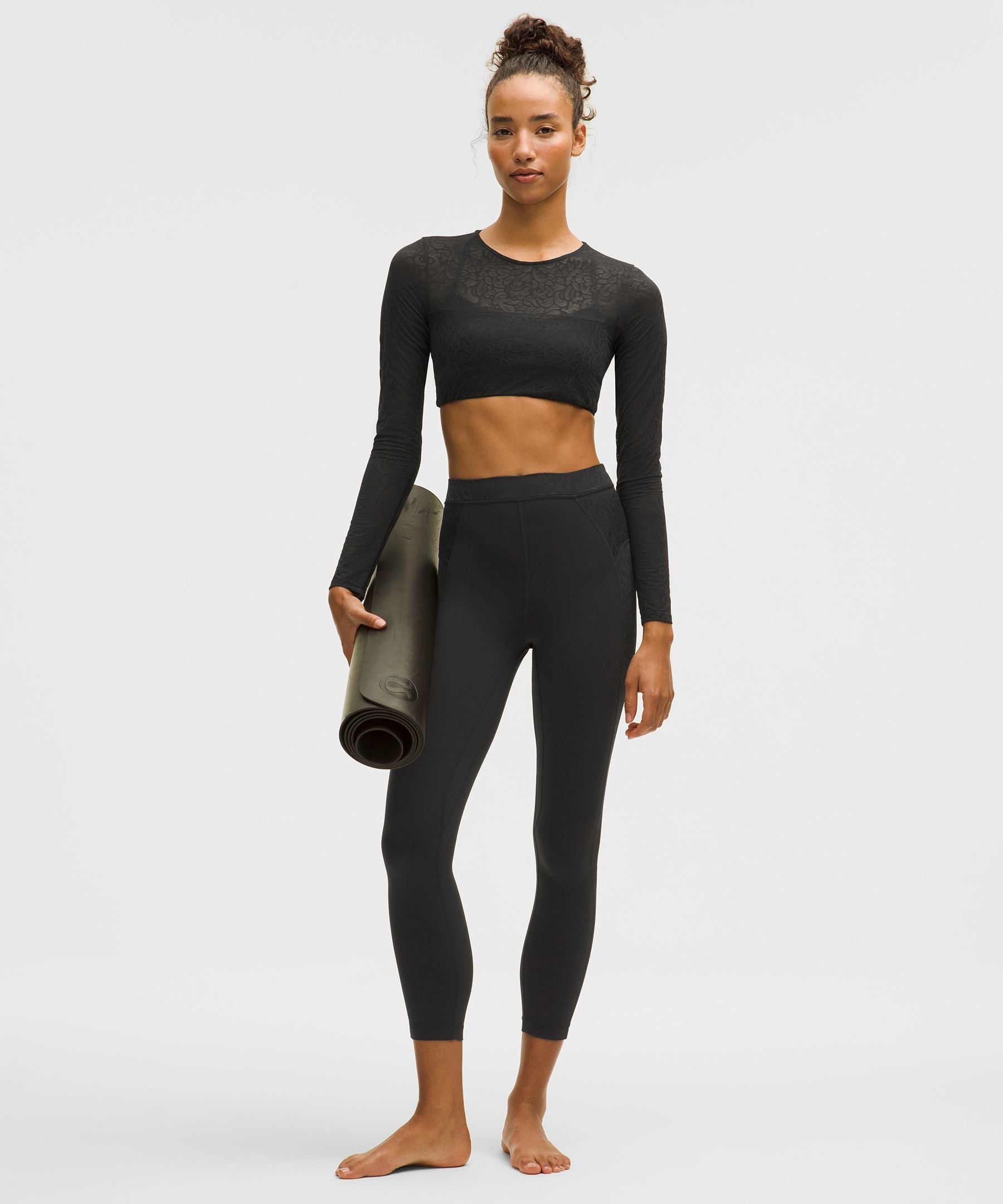 Lululemon Women's Paisley Sheer Lace Jacquard Panelled High-Rise Tight 25"