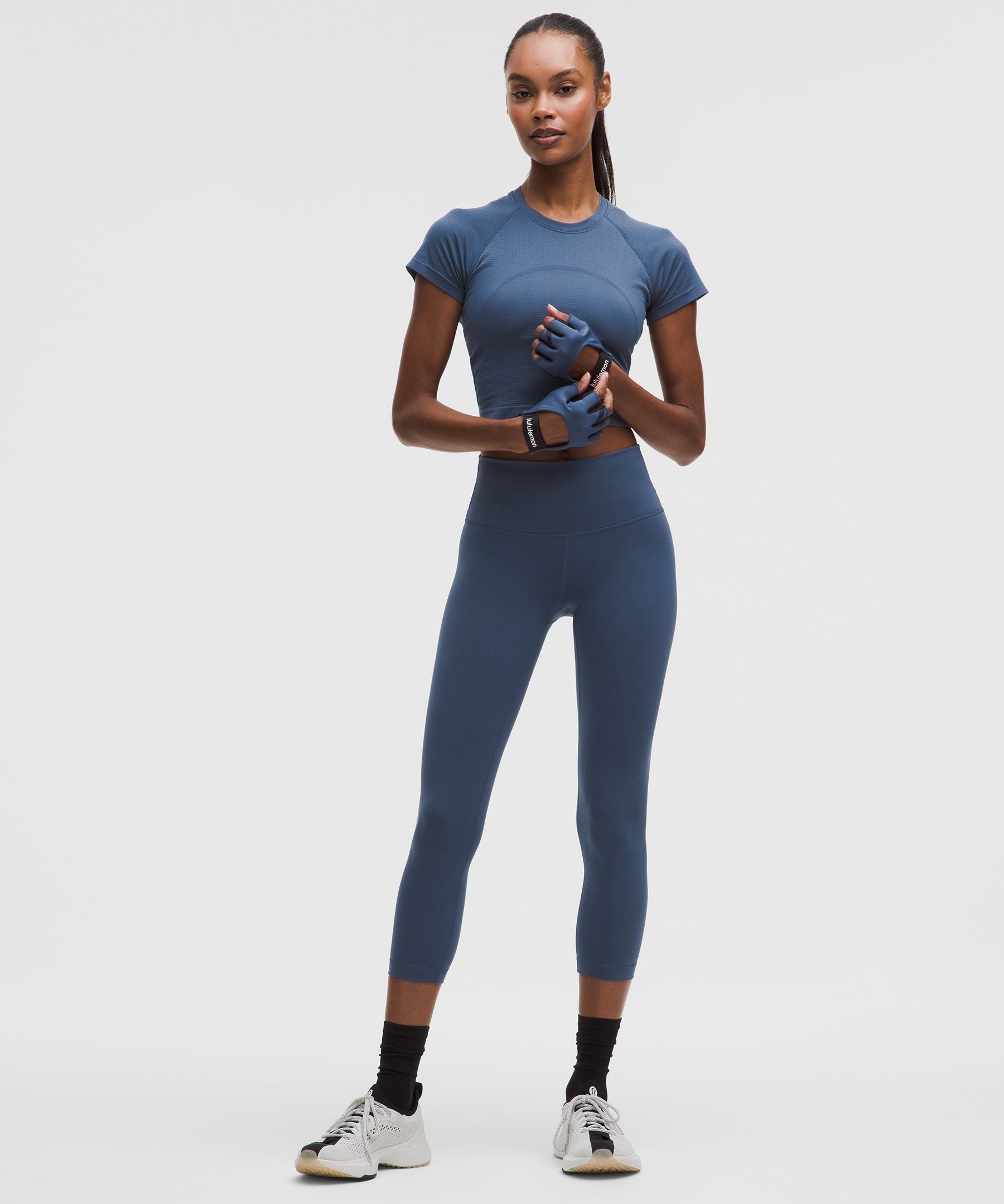Lululemon Wunder Train High-Rise Crop 23" Blue Twill