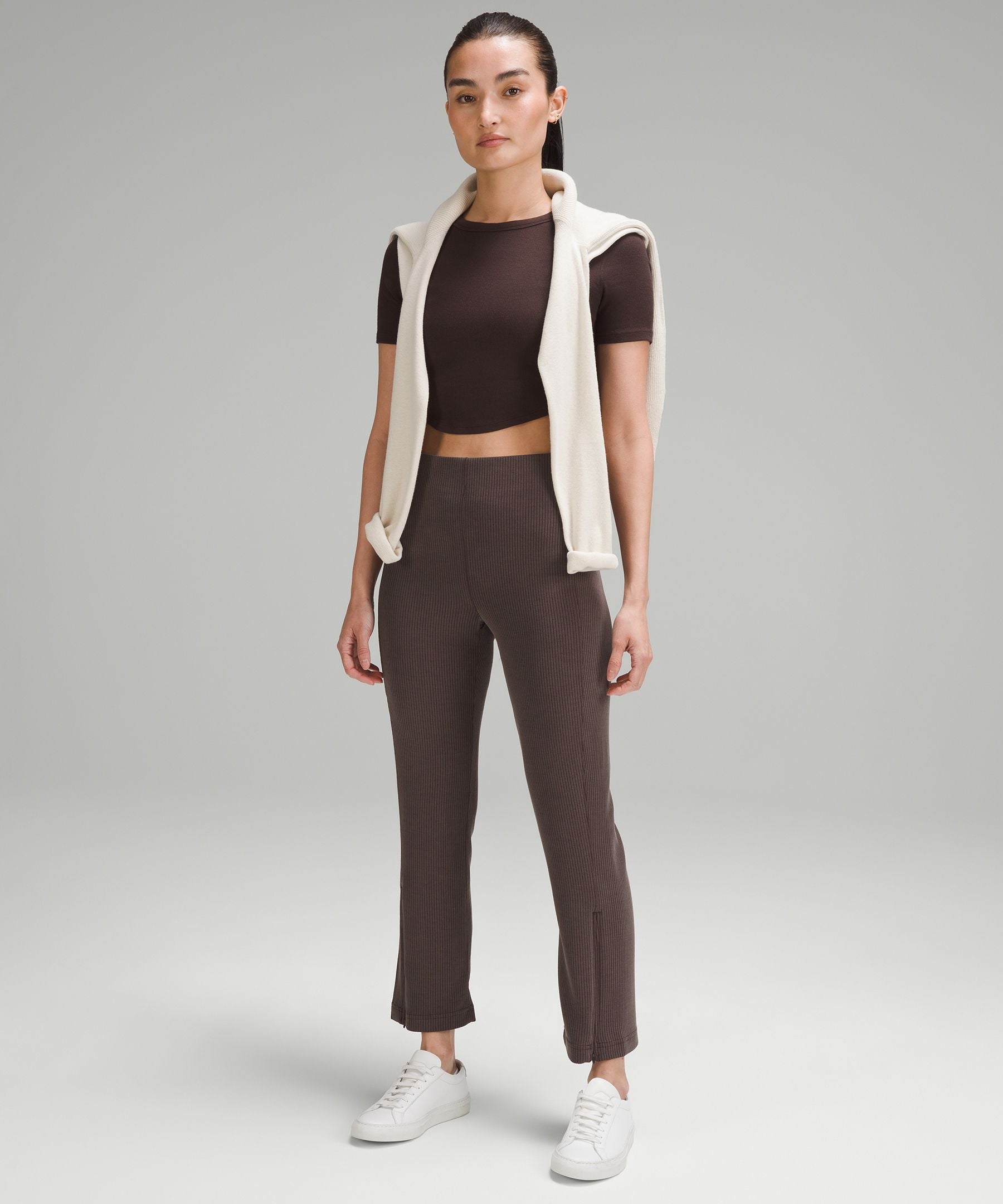 Lululemon Ribbed Softstreme Zip-Leg High-Rise Cropped Pant 25"