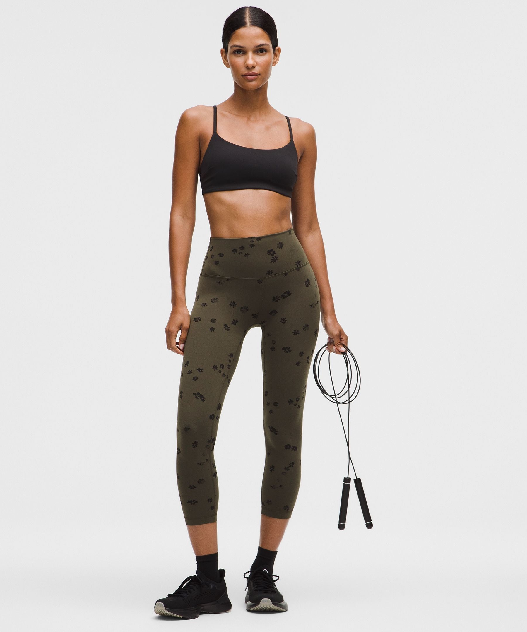 Lululemon Wunder Train High-Rise Crop 23" Floral Breeze Olive Brown Black