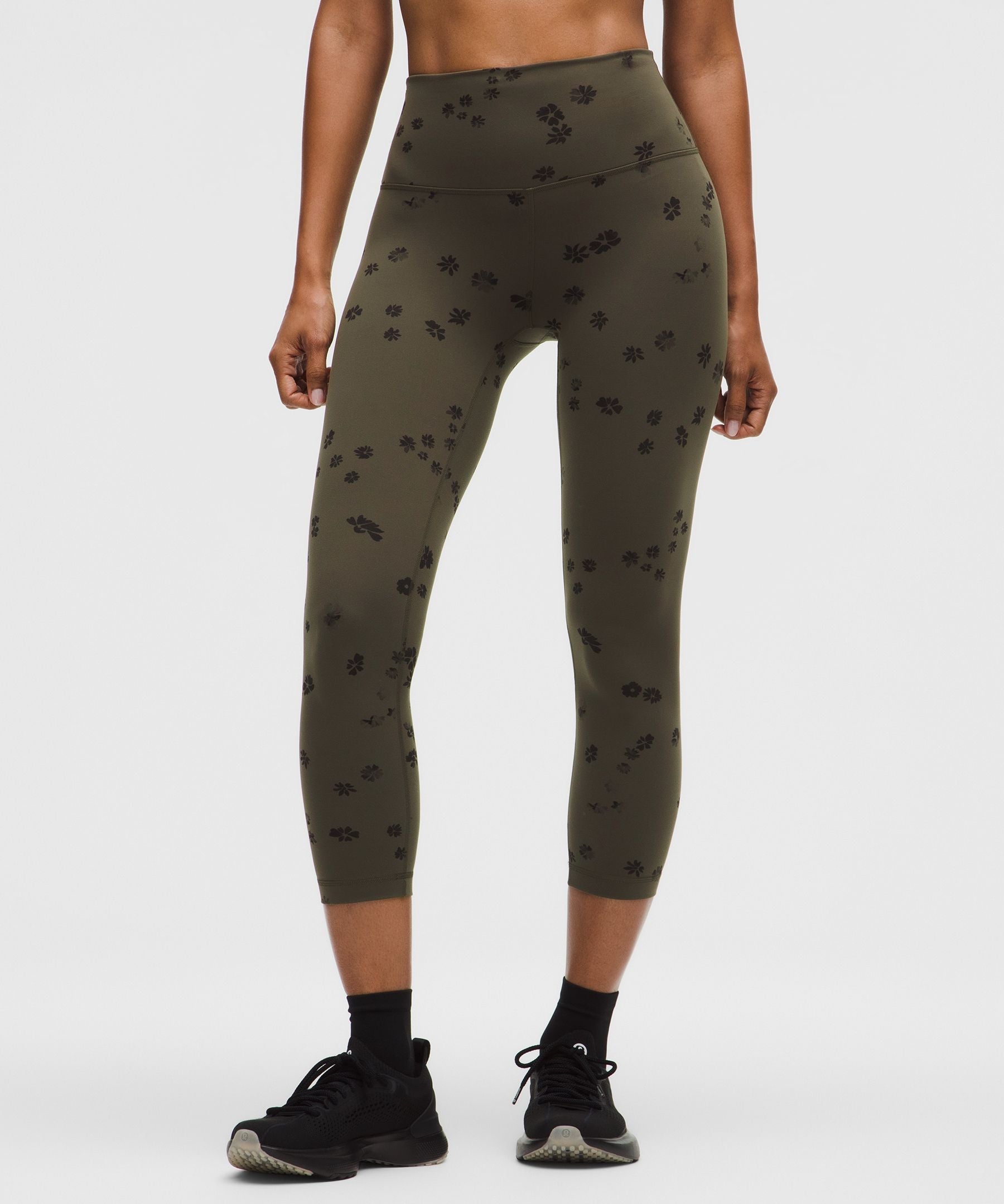 Lululemon Wunder Train High-Rise Crop 23" Floral Breeze Olive Brown Black