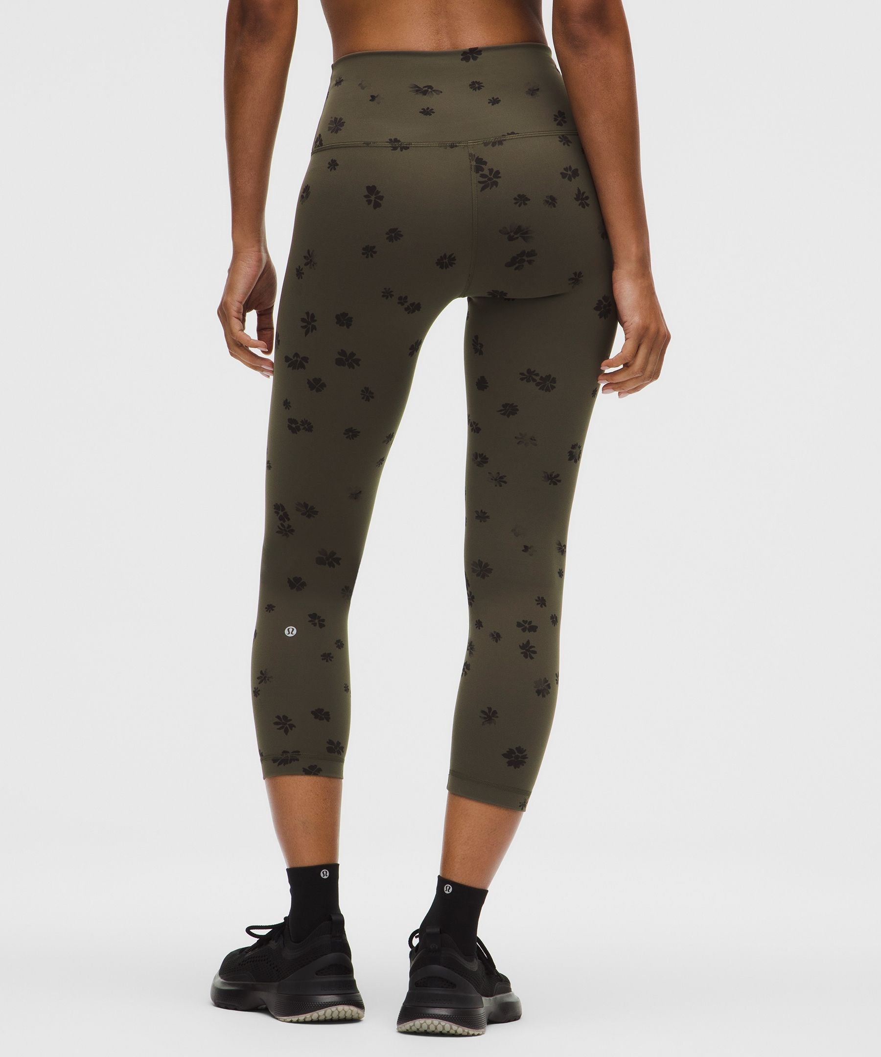 Lululemon Wunder Train High-Rise Crop 23" Floral Breeze Olive Brown Black