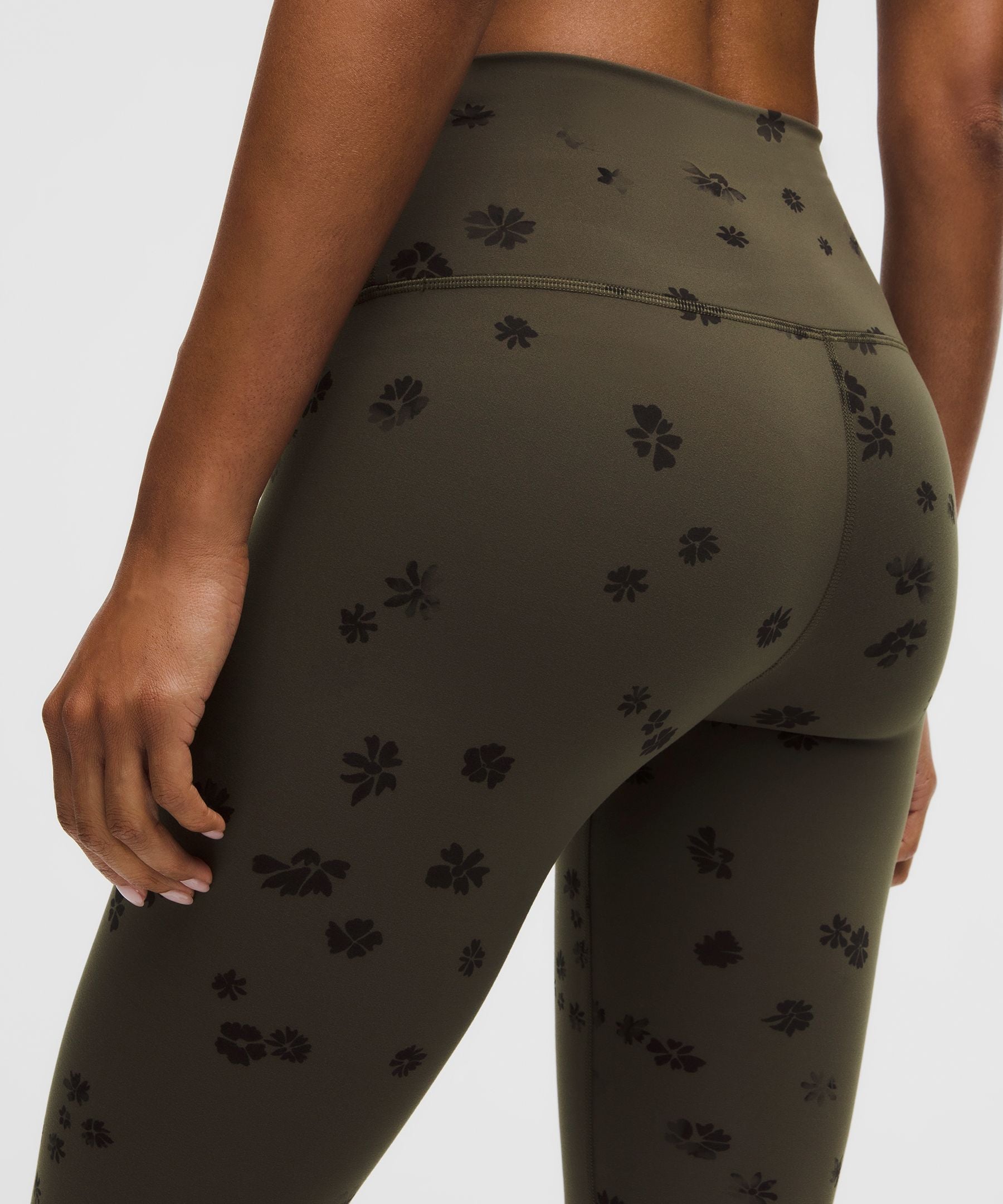 Lululemon Wunder Train High-Rise Crop 23" Floral Breeze Olive Brown Black
