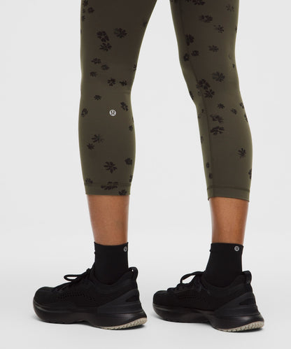 Lululemon Wunder Train High-Rise Crop 23" Floral Breeze Olive Brown Black