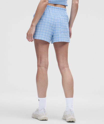 Lululemon Women's Seersucker Check Mid-Rise Pull-On Short 3"