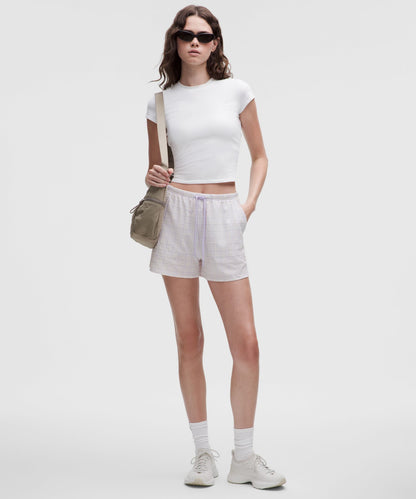 Lululemon Women's Seersucker Check Mid-Rise Pull-On Short 3"