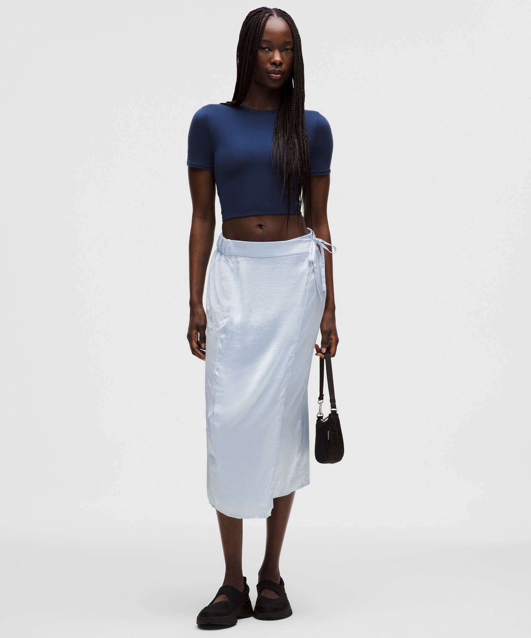 Lululemon Logo Charm Satin Waist-Tie Midi Skirt