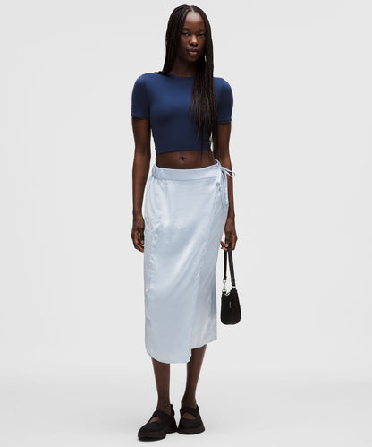 Lululemon Logo Charm Satin Waist-Tie Midi Skirt