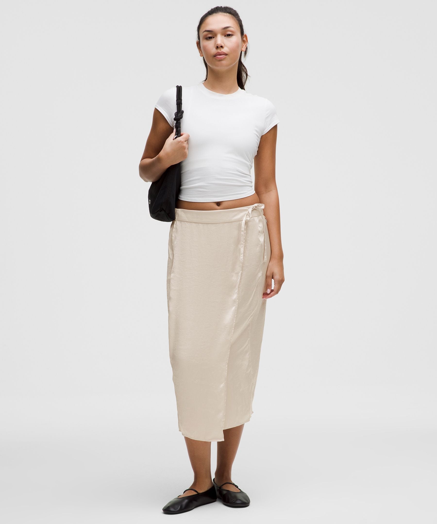 Lululemon Logo Charm Satin Waist-Tie Midi Skirt