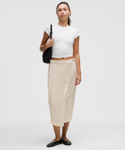 Lululemon Logo Charm Satin Waist-Tie Midi Skirt