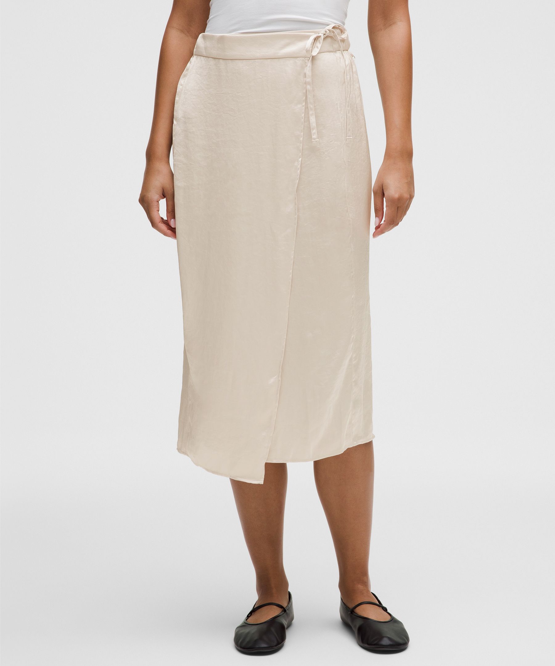 Lululemon Logo Charm Satin Waist-Tie Midi Skirt