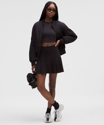 Lululemon Ribbed Merino Wool Mid-Rise Pleated Skirt
