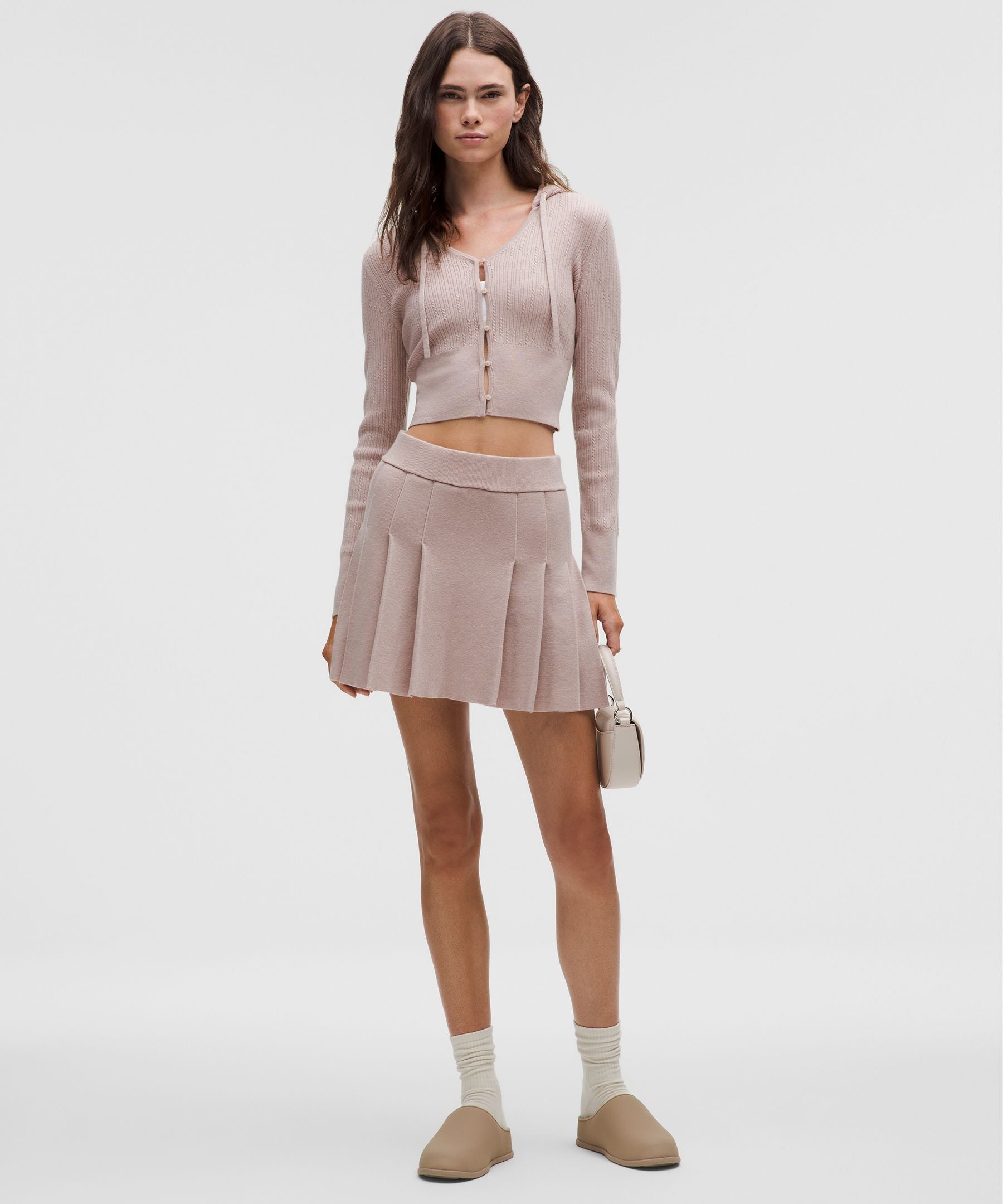 Lululemon Ribbed Merino Wool Mid-Rise Pleated Skirt