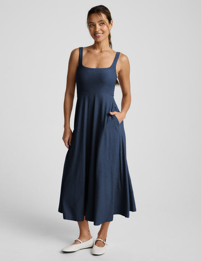Beyond Yoga Featherweight At The Ready Square Neck Midi Dress Women's