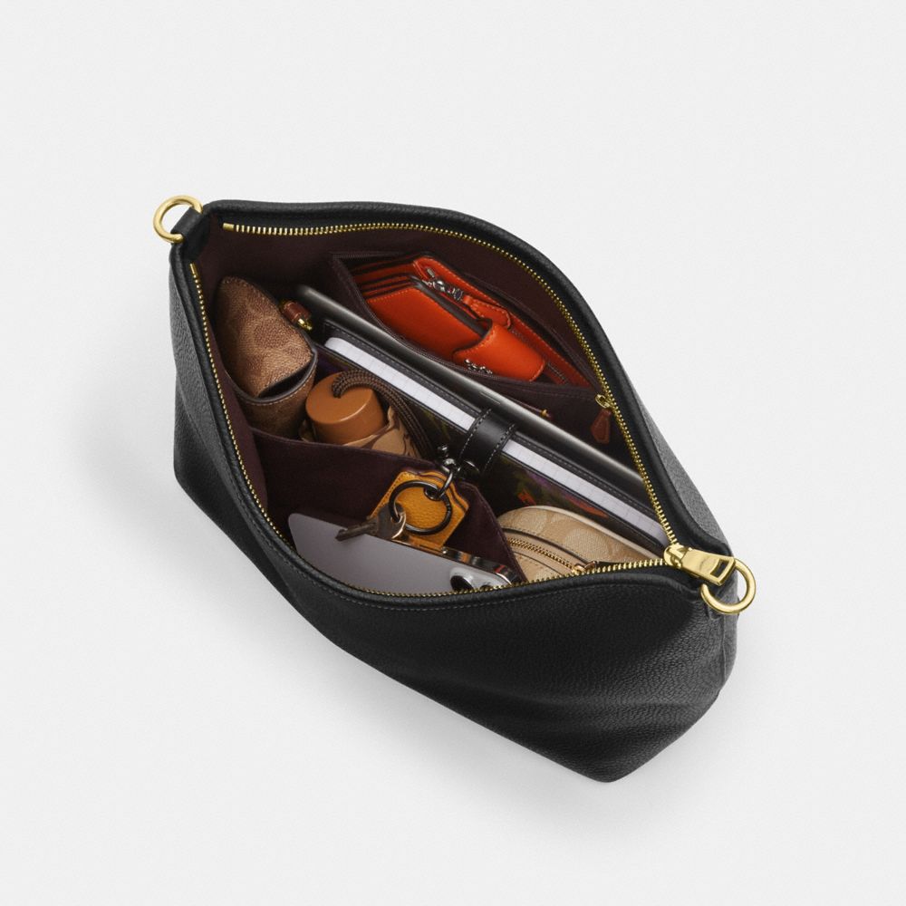 Coach Laurel Large Shoulder Bag In Signature Canvas Gold Walnut Black