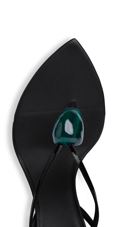Alaïa Invisible Jewel Wedge Sandals In Patent Calfskin