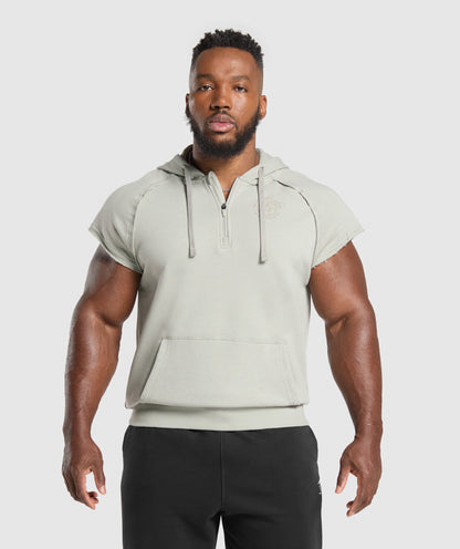Gymshark Legacy 1/4 Zip Cap Sleeve Hoodie Stone Grey