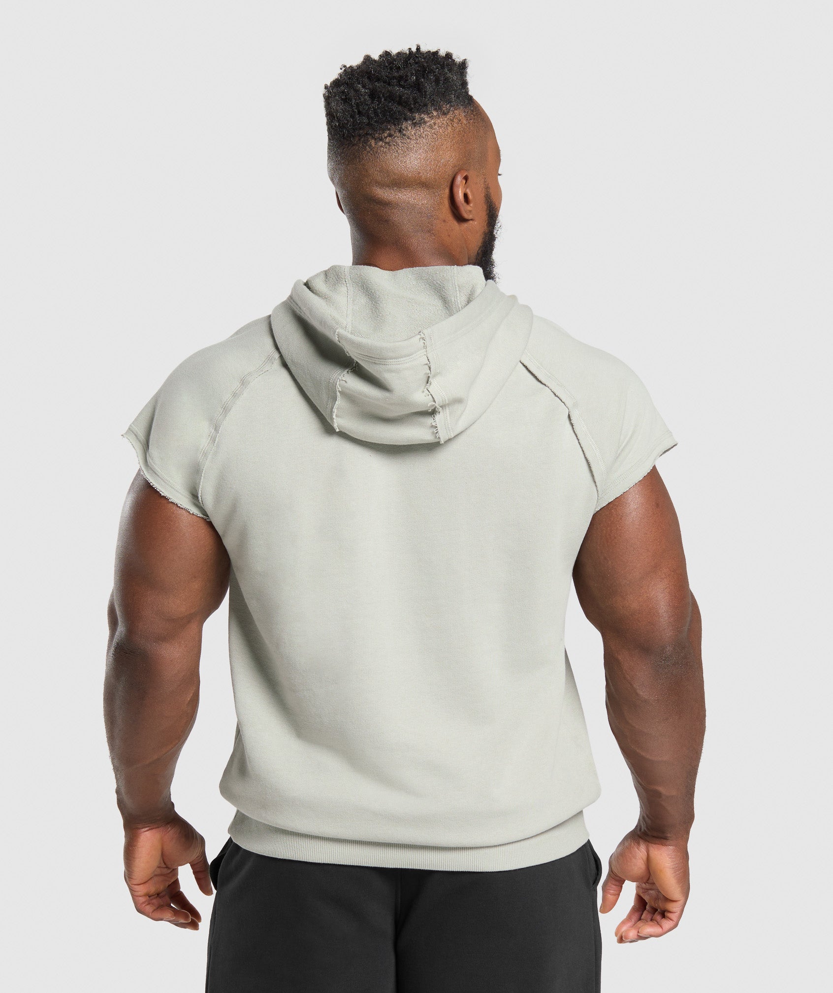 Gymshark Legacy 1/4 Zip Cap Sleeve Hoodie Stone Grey