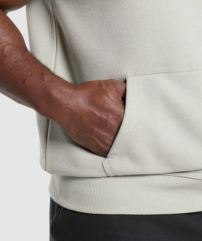 Gymshark Legacy 1/4 Zip Cap Sleeve Hoodie Stone Grey
