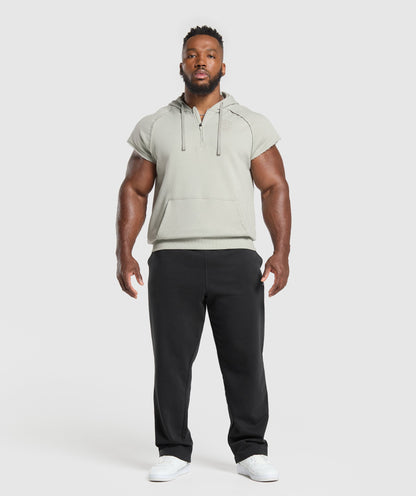Gymshark Legacy 1/4 Zip Cap Sleeve Hoodie Stone Grey