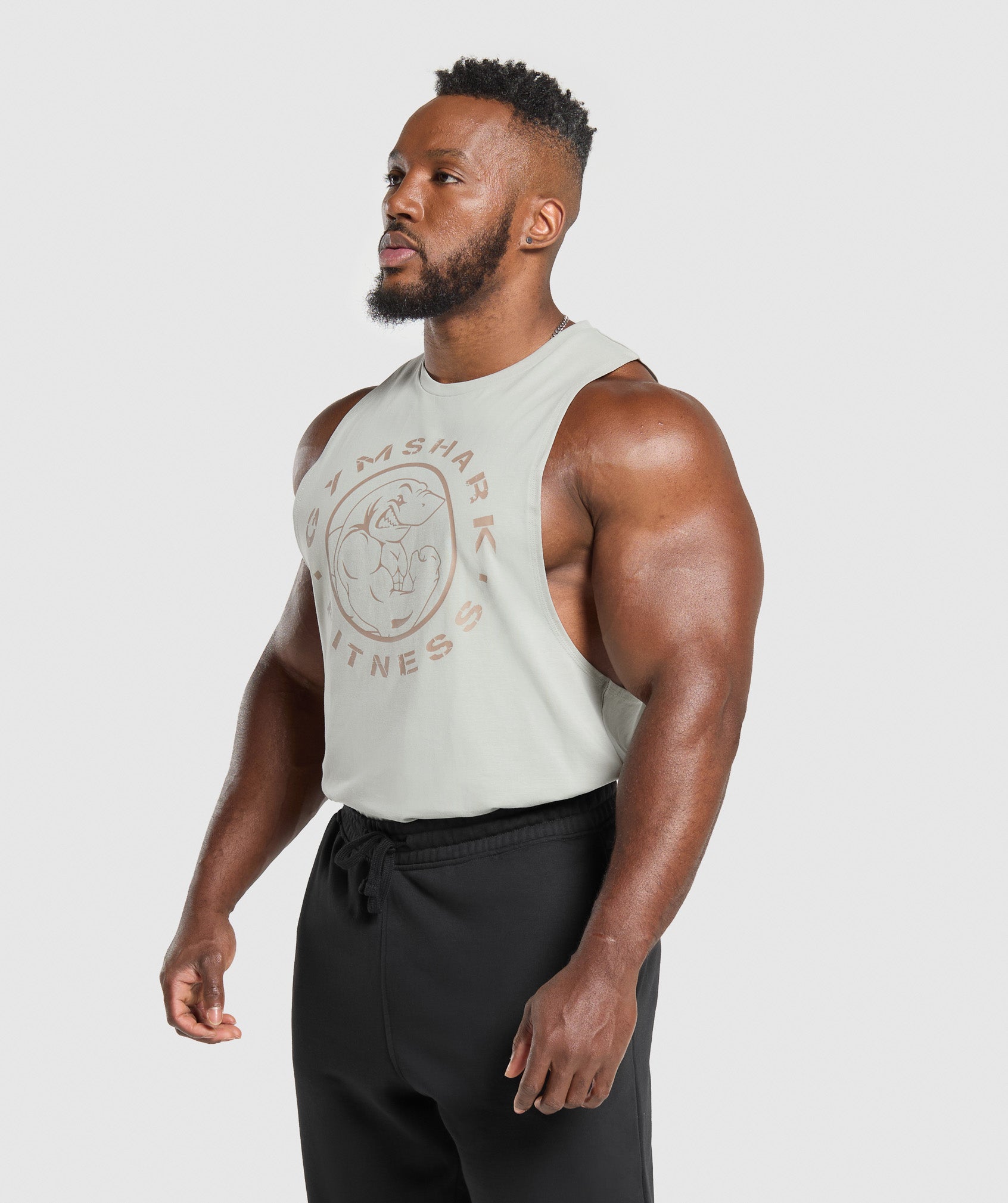 Gymshark Legacy Drop Arm Tank Stone Grey