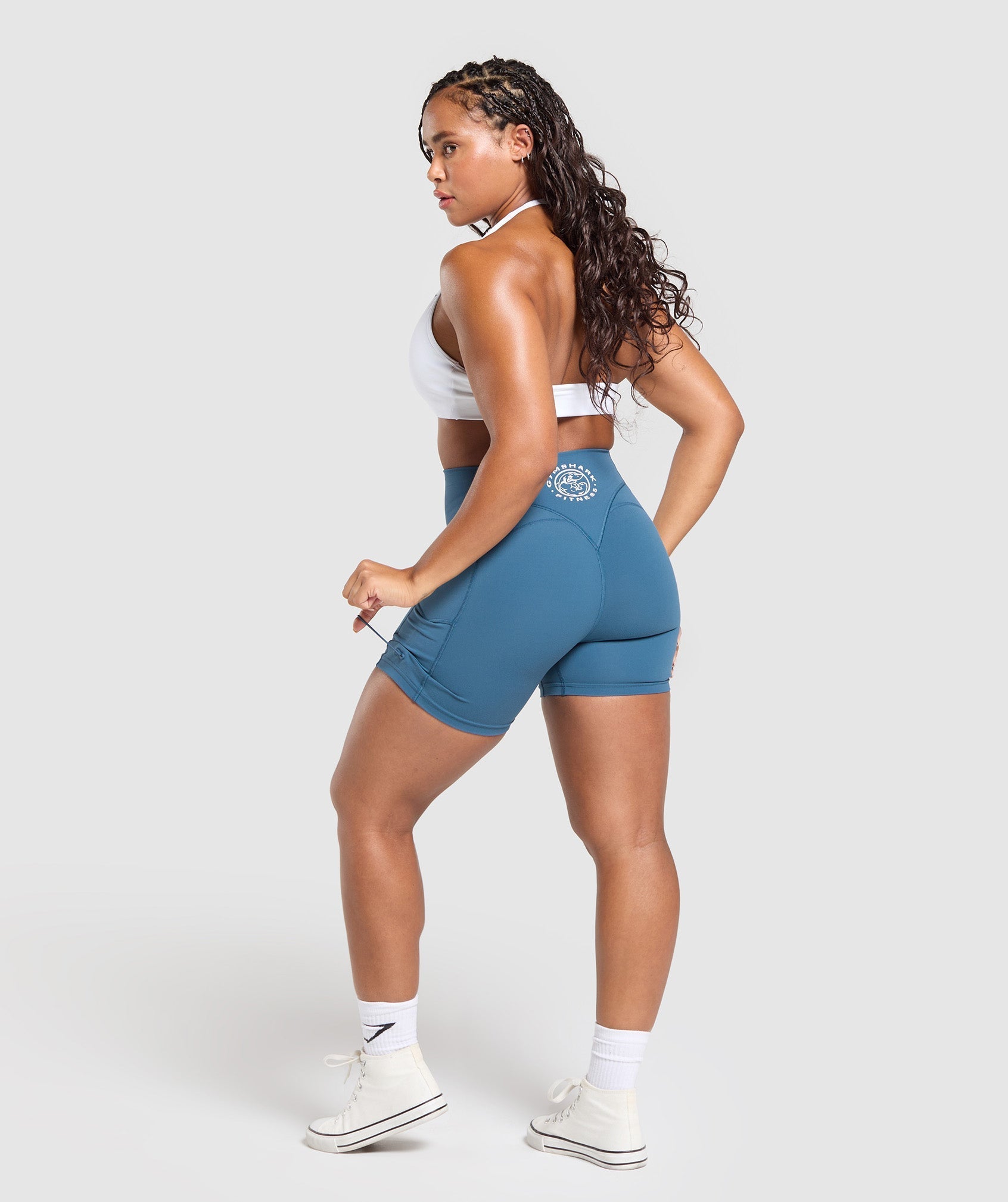 Women's Gymshark Legacy Logo Tight Shorts Success Blue
