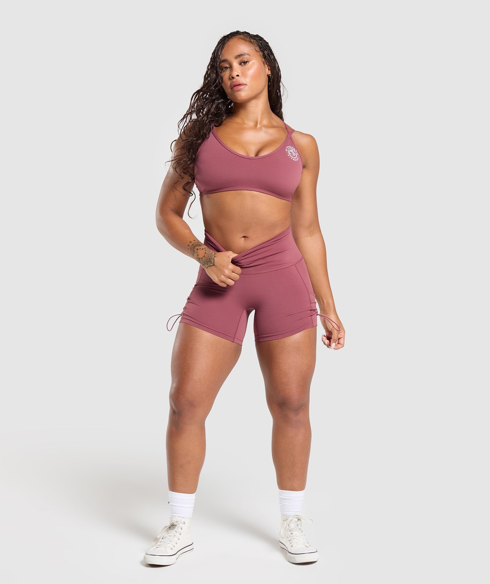 Women's Gymshark Legacy Logo Tight Shorts Washed Berry Pink
