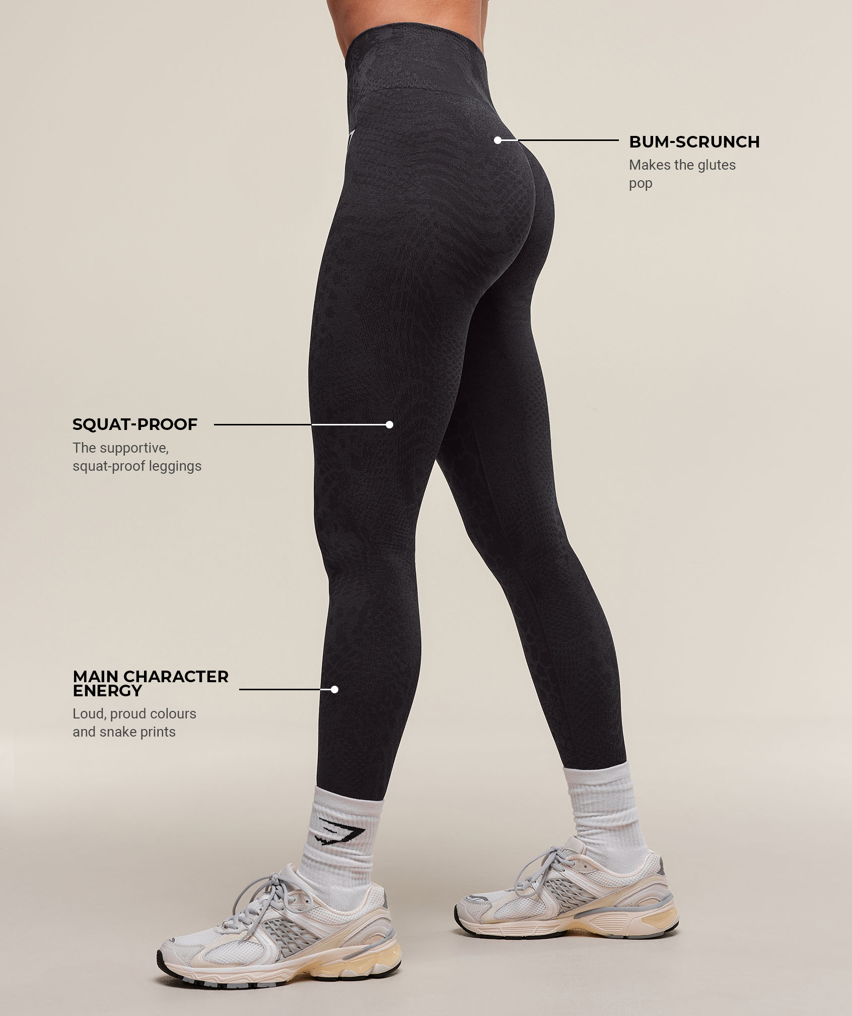 Women's Gymshark Adapt Animal X Whitney Seamless Leggings Asphalt Grey