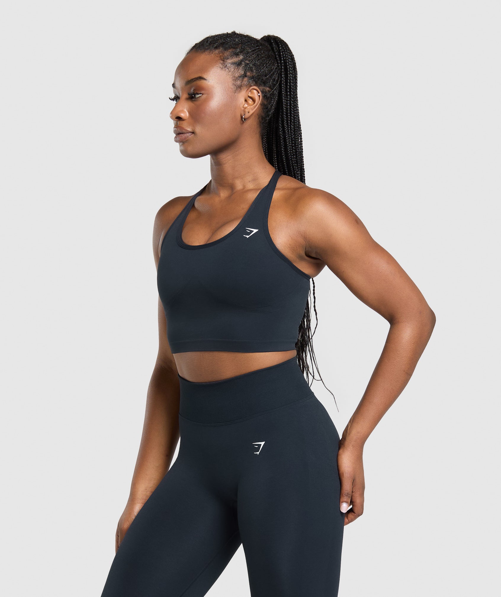 Women's Gymshark Lift Seamless Midi Tank With Shelf Midnight Blue