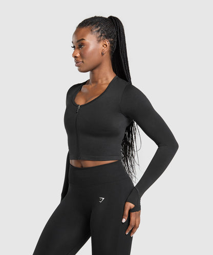 Women's Gymshark Lift Seamless Zip Up Jacket Black