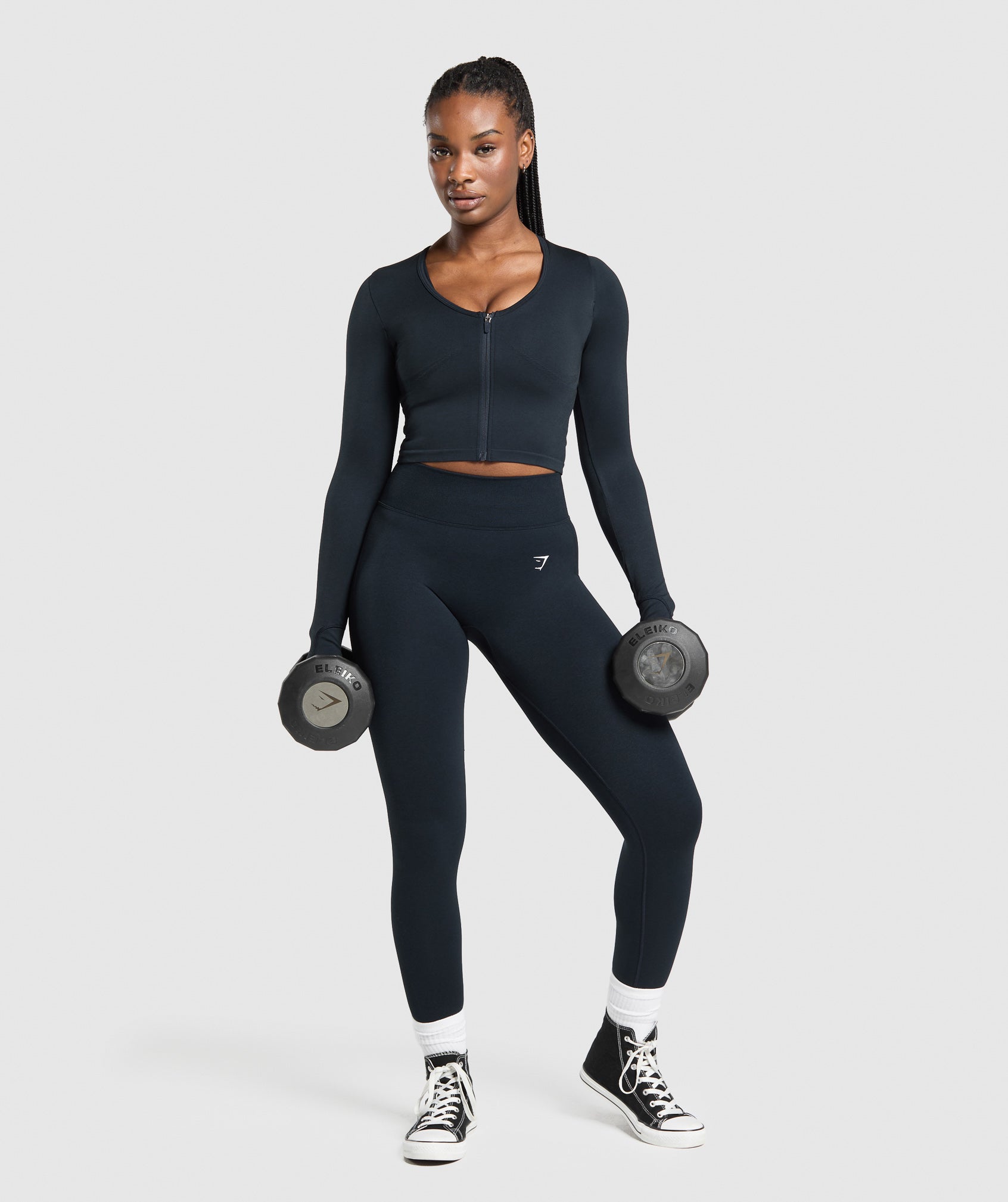 Women's Gymshark Lift Seamless Zip Up Jacket Midnight Blue