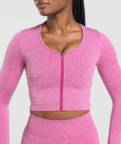 Women's Gymshark Lift Seamless Zip Up Jacket Winning Pink