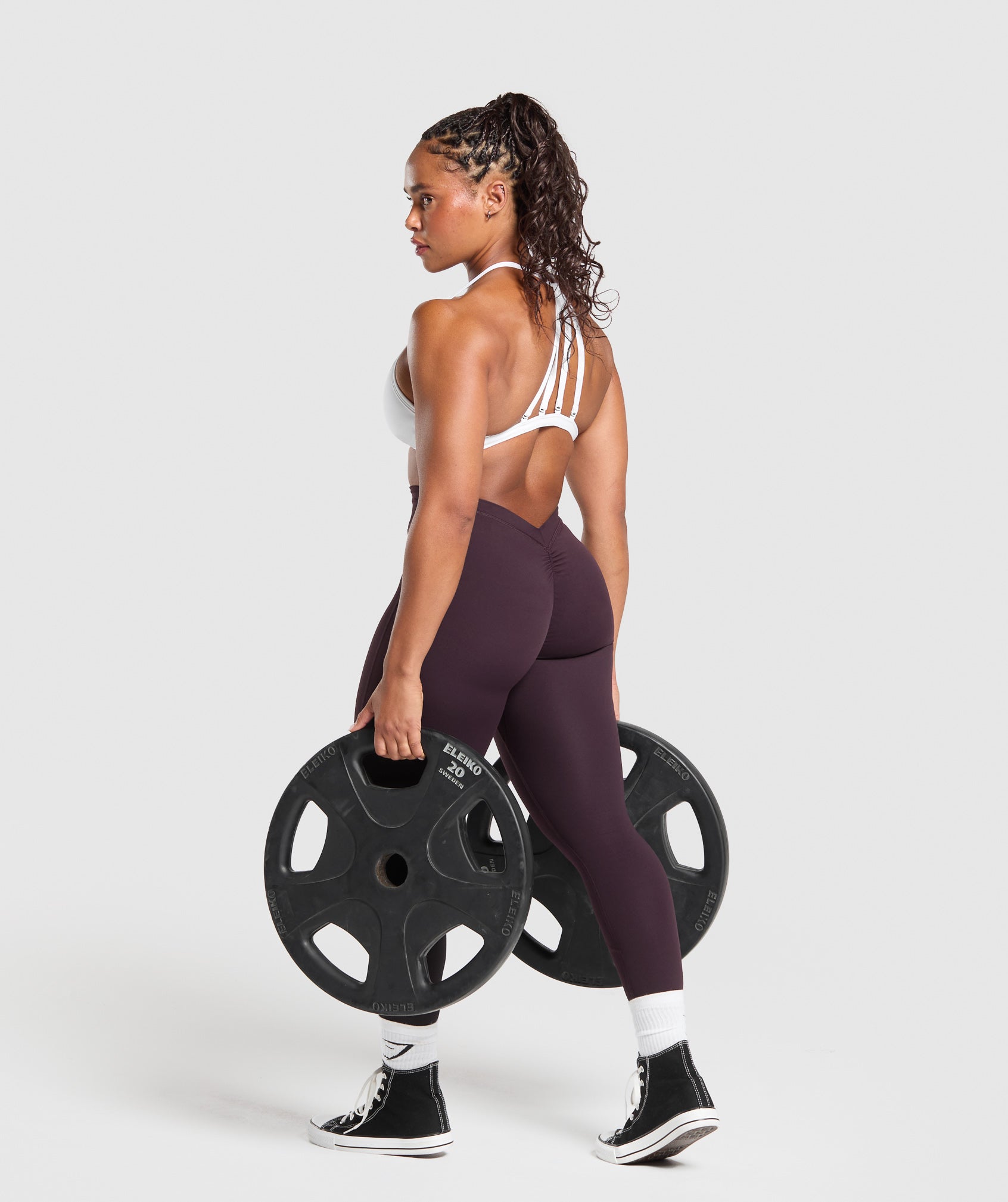 Women's Gymshark Lifting Dipped Waistband Leggings Plum Brown