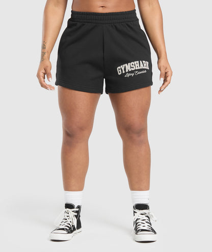 Women's Gymshark Lifting Essentials Graphic Brushed 4' Shorts Black