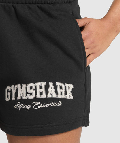 Women's Gymshark Lifting Essentials Graphic Brushed 4' Shorts Black