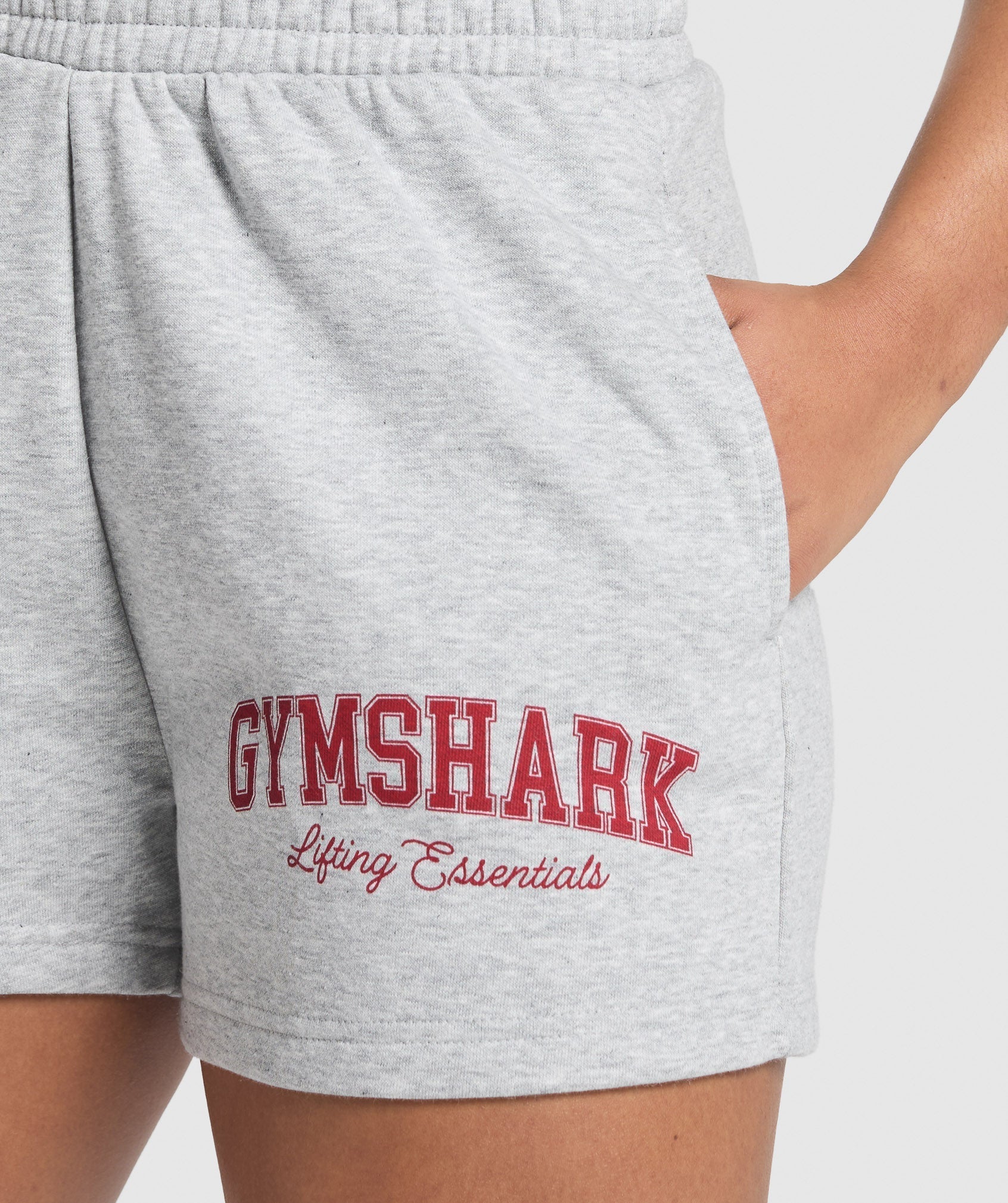 Women's Gymshark Lifting Essentials Graphic Brushed 4' Shorts Light Grey Core Marl
