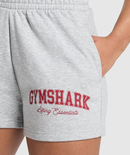 Women's Gymshark Lifting Essentials Graphic Brushed 4' Shorts Light Grey Core Marl