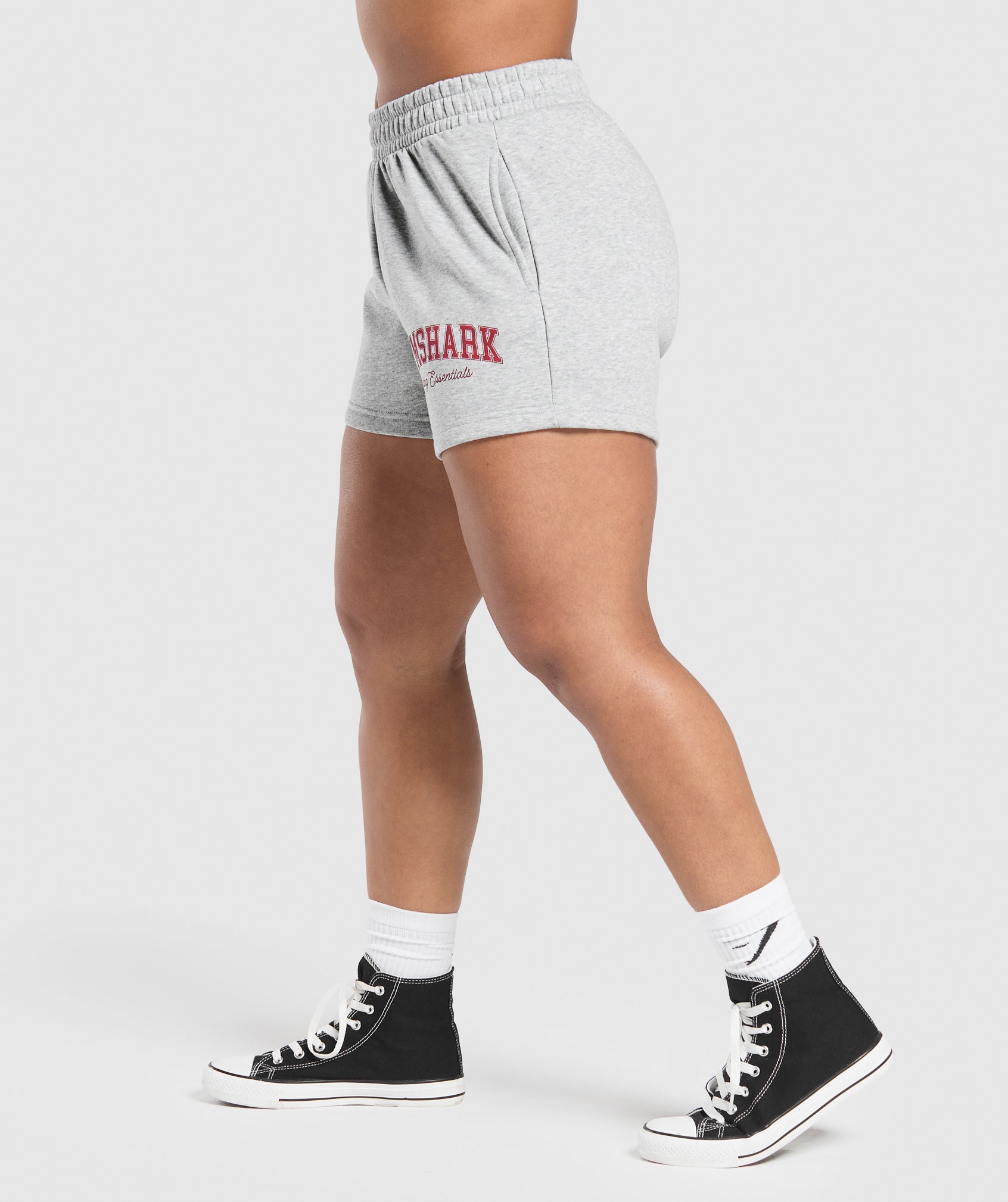 Women's Gymshark Lifting Essentials Graphic Brushed 4' Shorts Light Grey Core Marl