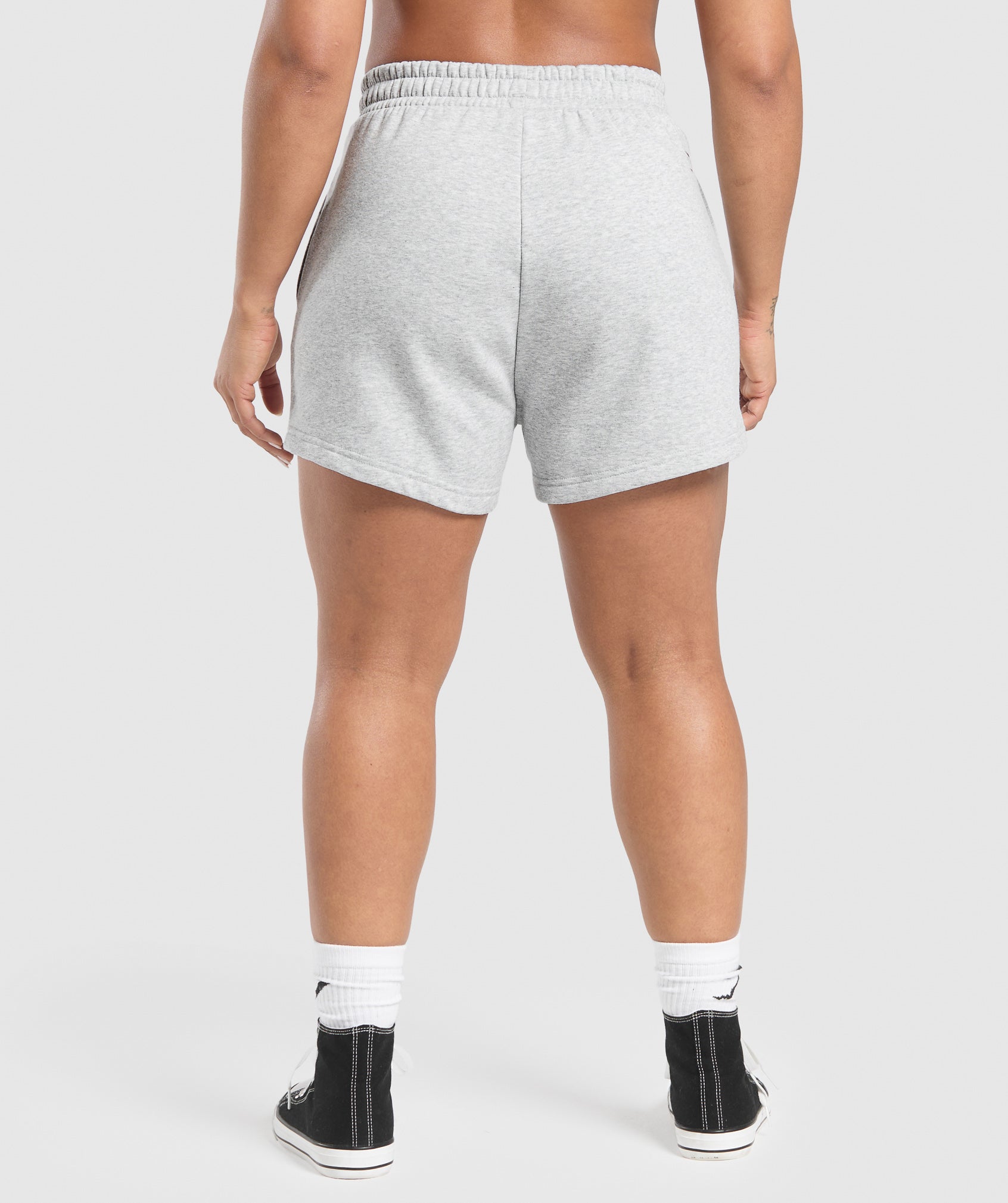 Women's Gymshark Lifting Essentials Graphic Brushed 4' Shorts Light Grey Core Marl